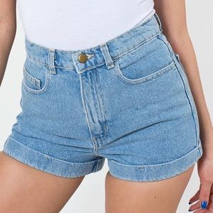 High waist denim jean cuff shorts